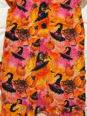 Little Snuggles Halloween Pumpkin Flutter Sleeve Bamboo Romper 6–9 Months
